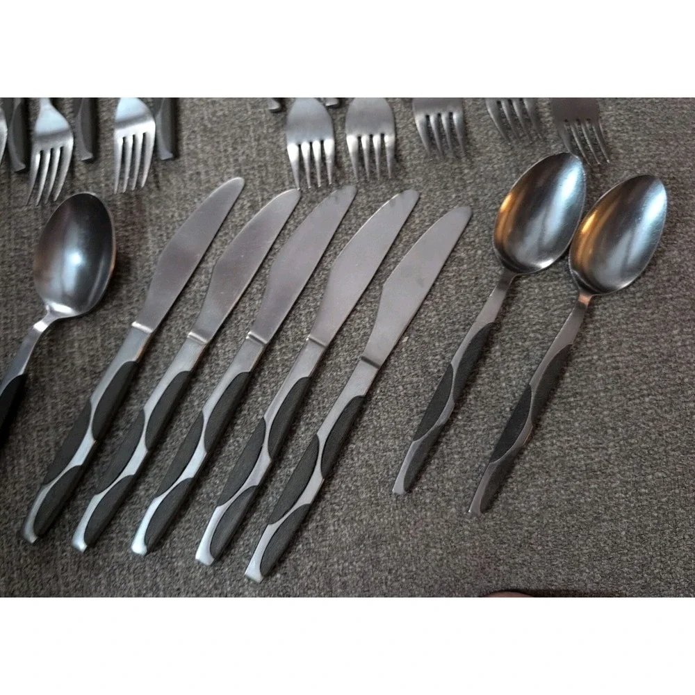 Night & Day Vintage Stainless Flatware Set Atomic Japan Mid-Century 1950s 60s